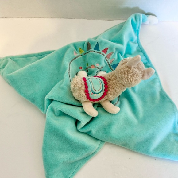 Mary Meyer Llama Alpaca Knotted Fleece Plush Lovey Security Blanket Teal - Picture 3 of 10